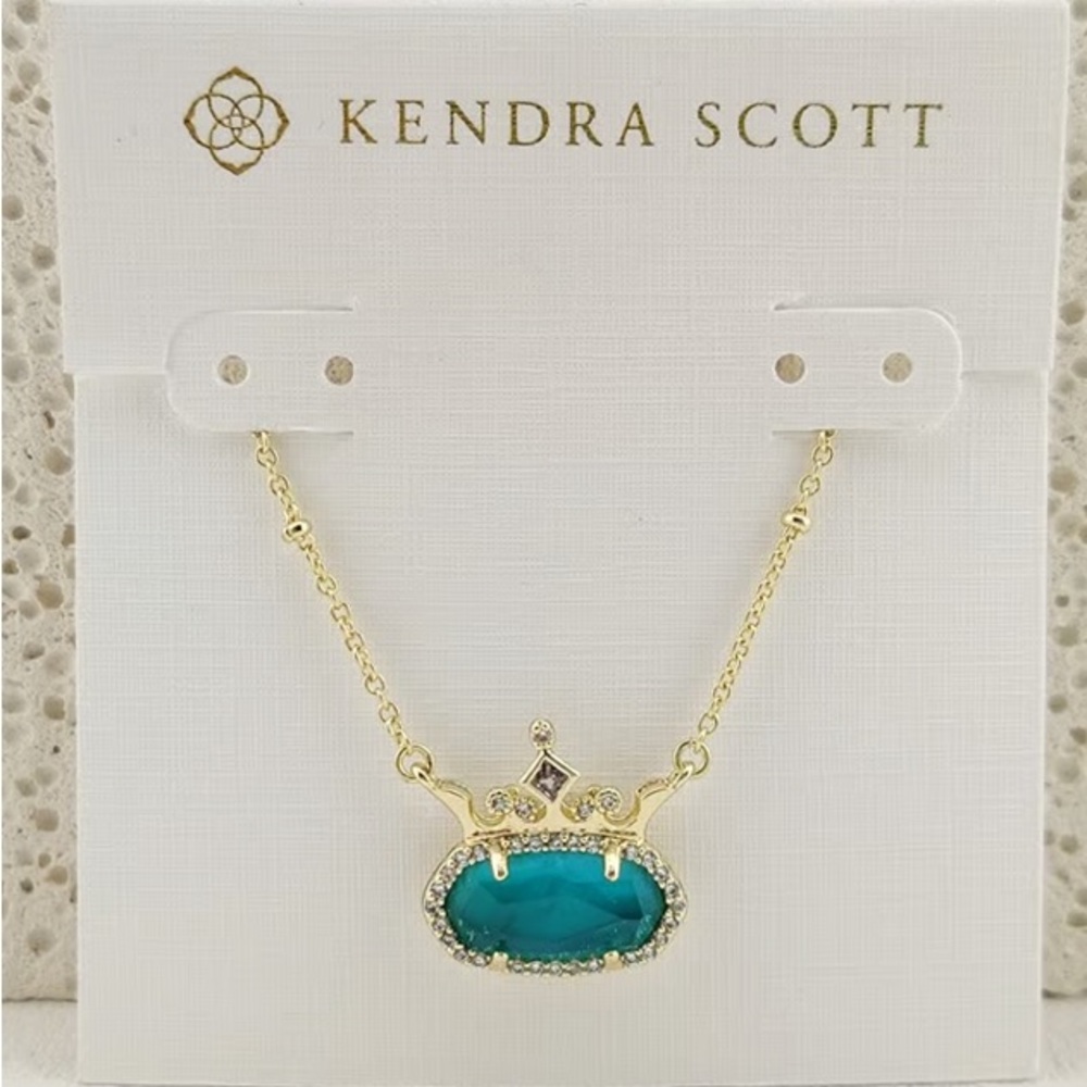 Kendra Scott x Disney Blue Princess Gold Short Pendant Necklace